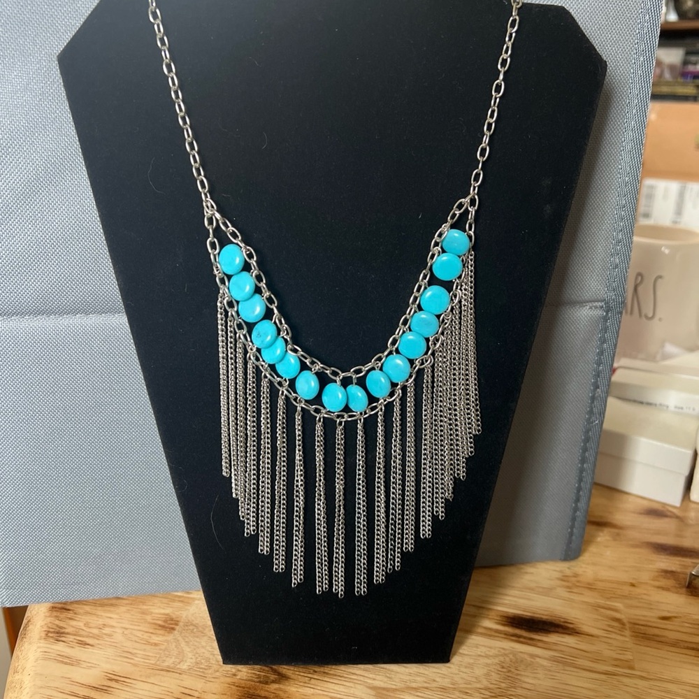 Turquoise Fringe Necklace